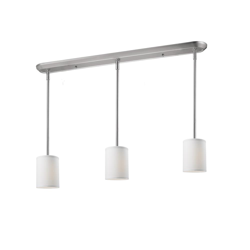 Z-Lite 171-6-3W 3 Light Island/Billiard in Brushed Nickel with a White Shade